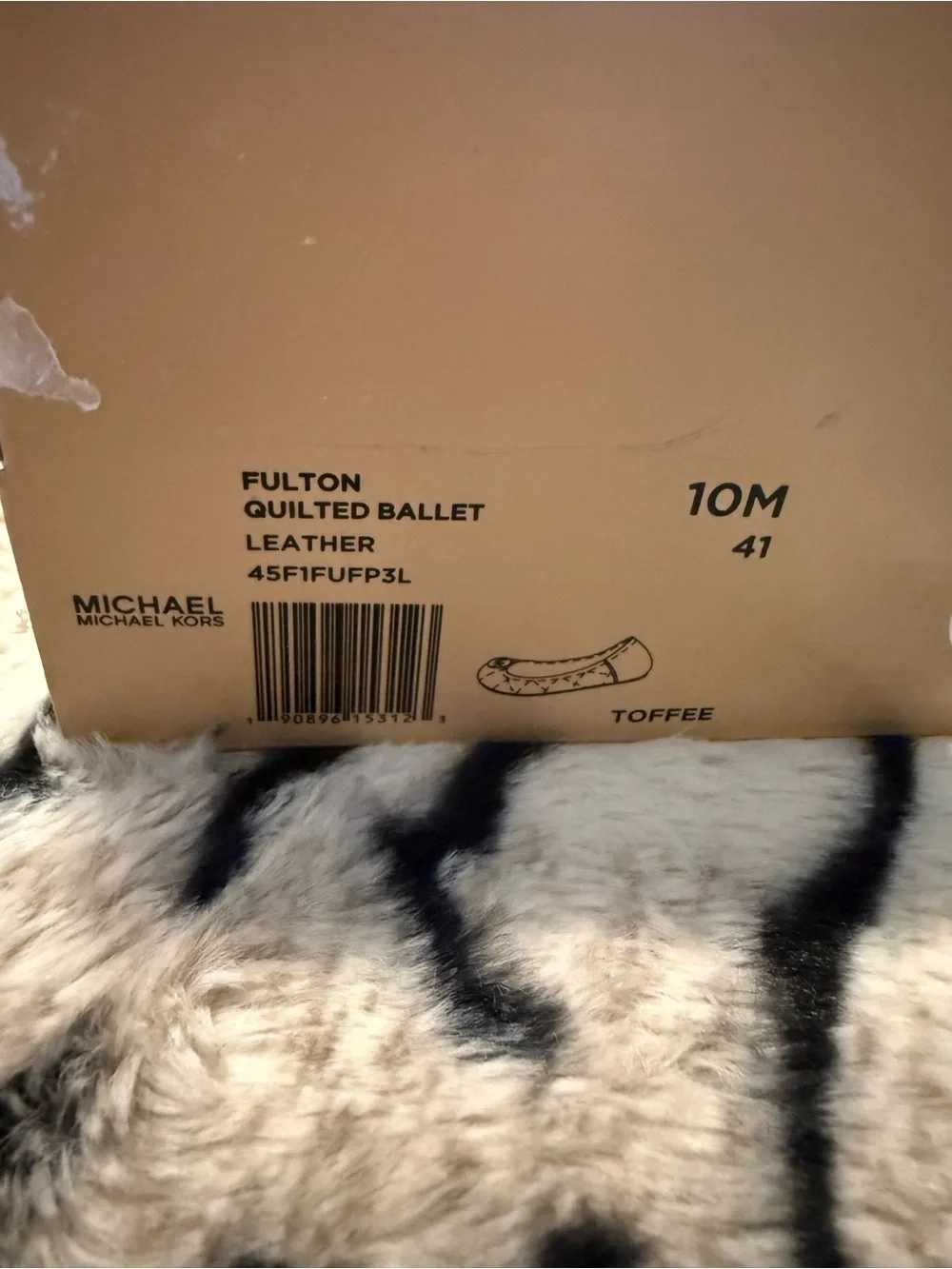 New Michael Kors MK leather quilted ballet flats 10 10M toffee nude beige brown